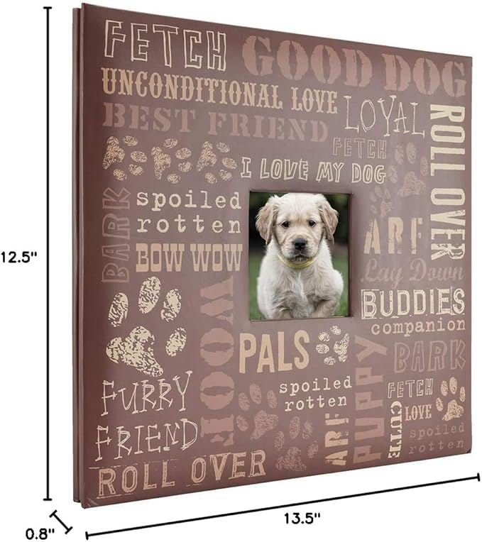 MCS Expandable 10-Page Pet Scrapbook Album with Photo Opening Cover and 12 x 12 Inch Pages, 13.5 x 12.5 Inch, Dog