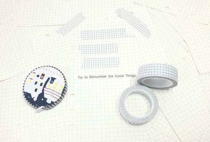 10 Rolls White Black Grid Washi Tape Set 33Feet 3/5Inch Wide Writable Self Adhesive Masking Tapes Sticky Decorative Paper Tape for Arts DIY Scrapbooking Planners Suplies