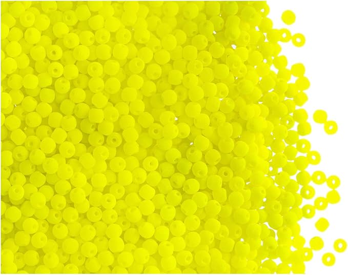 SCARA 0.35 Ounce (10g) Czech Glass Round Beads 0.08 inches (2mm), NEON (UV Active) Glass Beads for Jewelry and Bracelets Making, Beads for Bracelets, Bead kit MEGA Mix