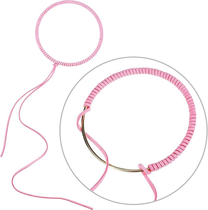 Gywantt DIY Dream Catcher Kit - 5 Gold Metal Hoops, 50 Feathers, 10 Pcs Faux Suede Cord, 60 Wood Beads