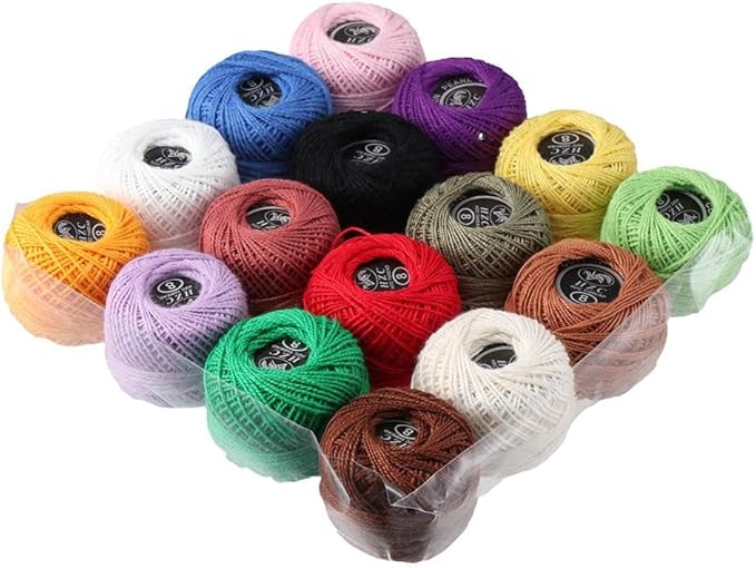 16 Rolls of Colorful Cotton Thread Ball Crochet Embroidery Rainbow Color Cross Stitch Thread Sewing for Cross Stitch Crafts(style2)
