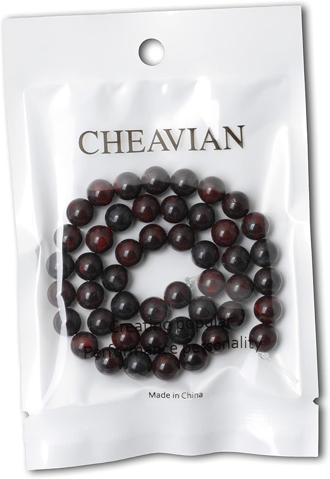 cheavian 45pcs 8mm natural brecciated jasper round loose beads for jewelry making diy bracelet necklace materials 1 strand 15"