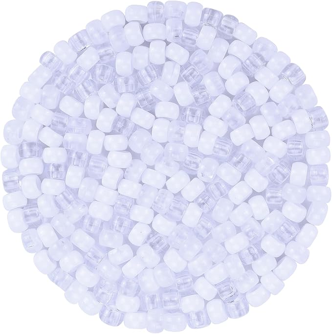 plastic pony beads for jewelry making, 1200 pieces, multi-color, 0.35 x 0.22 inch, diy craft beads for bracelets and hair braids (white)