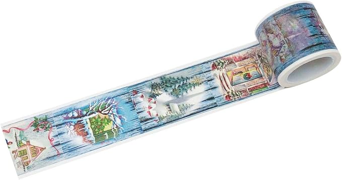 Wrapables Decorative Festive Wide Washi Masking Tape, 33mm x 5m, Christmas Scenery