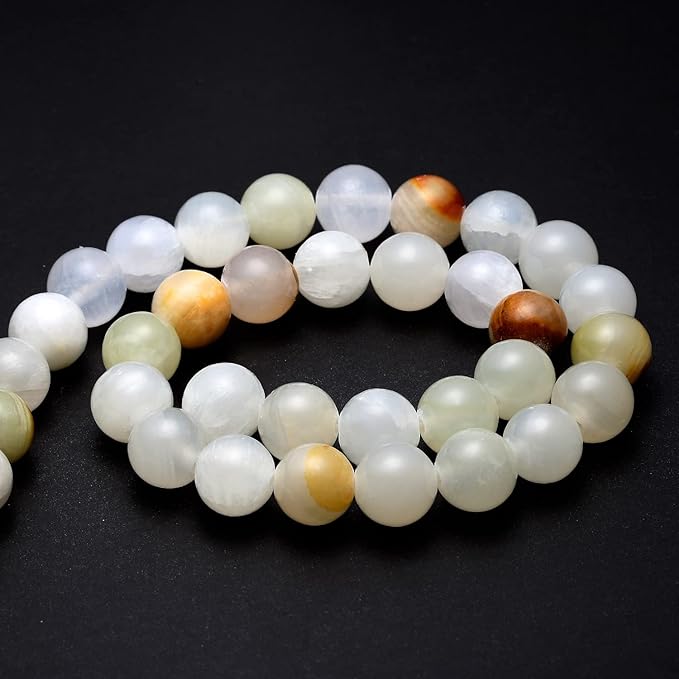 youngbling natural gemstone beads for jewelry making,8mm flower jade polished round smooth stone beads for bracelet necklace 15 inch