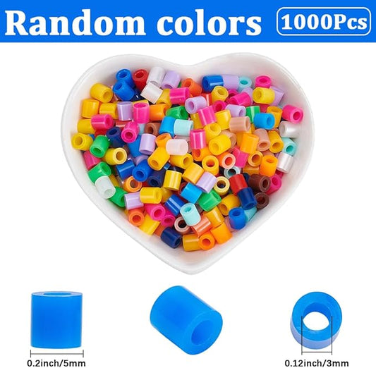 sofpalte 1000pcs rainbow fuse beads 5mm melting beads color bulk plastic colorful inventory refill pack with 3mm hole replenish accessories for diy crafts handmade decor hama refill adults beginners