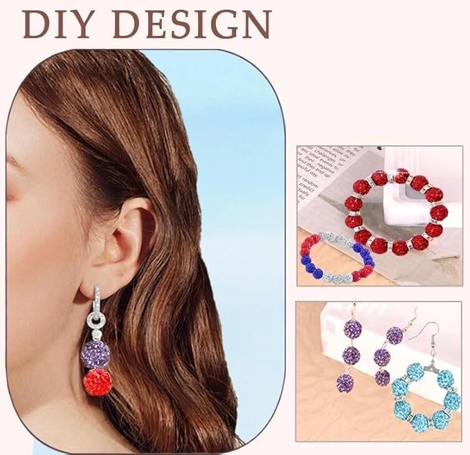 480 Handmade Crystal Beads, Including 240 Crystal Disco Ball Clay Beads and 240 Necklace Spacer, Suitable for DIY Shambhala Disco Diamond Necklace Making (10mm)