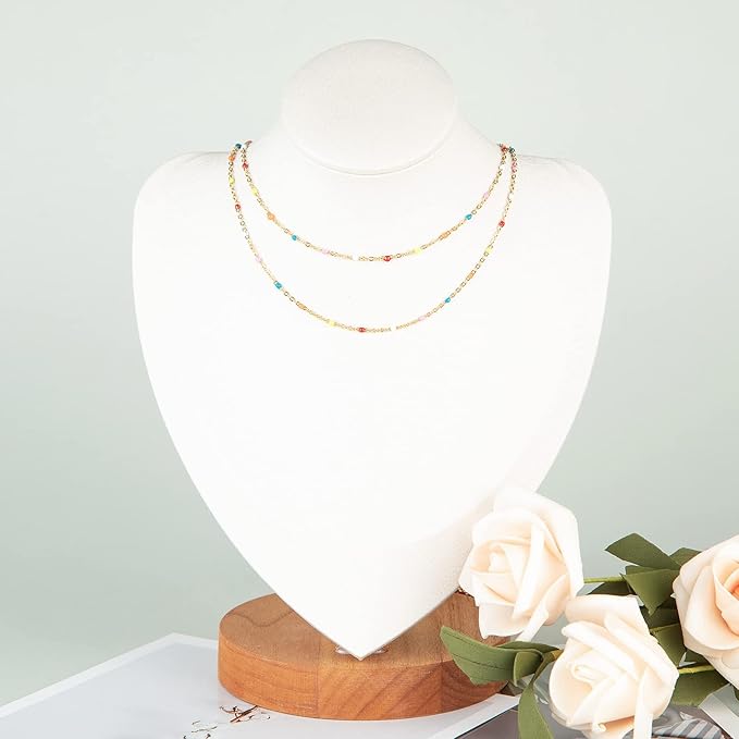 UMAOKANG 33 Feet/10 Meters Colorful Beaded Stainless Steel Jewelry Chains Gold Plated Cable Link Chain for Jewelry Making with 10 Lobster Clasps and 30 Jump Rings