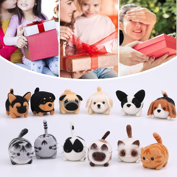 Mayboos Needle Felting Kit, 12 Pieces Doll Making Wool Needle Felting Starter Kit with Instruction, Felting Foam Mat and DIY Needle Felting Supply for DIY Craft Animal Home Decoration