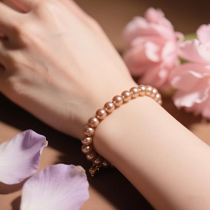 Laopottbeads 900 Pcs Light Brown 6MM Pearl Beads for Jewelry Making Round Pearl DIY Kit for Bracelets, Earrings, Necklaces & Anklets