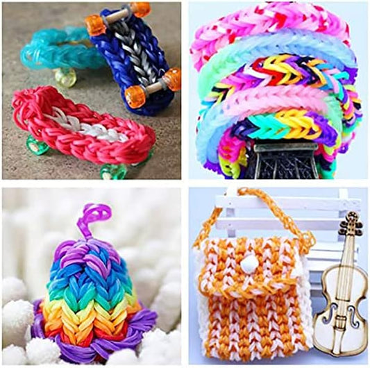 6000-Pack Rubber Loom Bands Making Kit,50PCS S-Clips10-Hooks,Colorful Rubber Bands Refill Kits for Weaving DIY Crafting Gift (Pink)