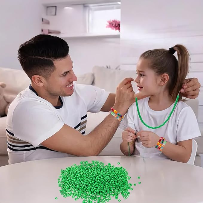 qpixvb 1100pcs pony beads,green pony beads,green bead for jewelry making,bulk kandi christmas bead for bracelets making,diy crafts gifts,hair braids