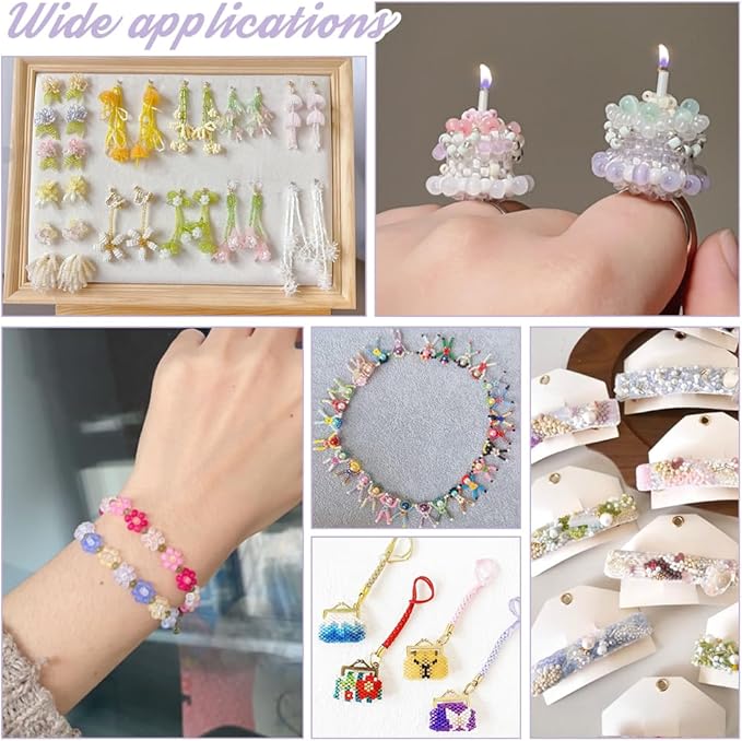 PH PandaHall 2104pcs 8 Candy Colors Seed Beads 3mm Frosted Glass Transparent Round Bead Mini Spacer Beads Kit Waist Bead for Earring Bracelet Necklace Key Chain Crafts Jewelry Making