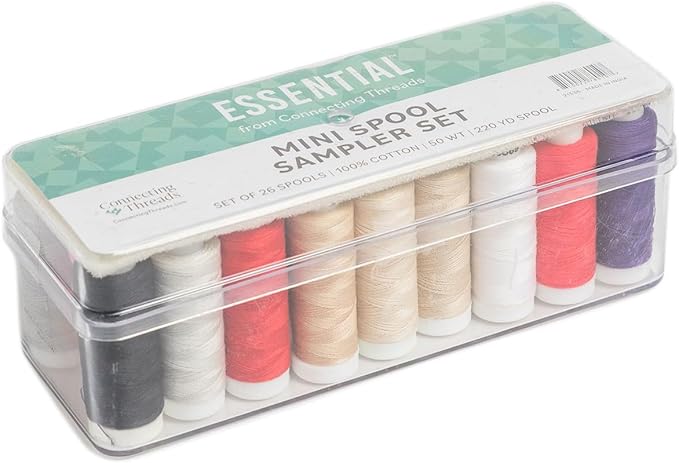 Connecting Threads 100% Cotton Essential Thread Set - 26 Spools 220 Yards Each with Carrier