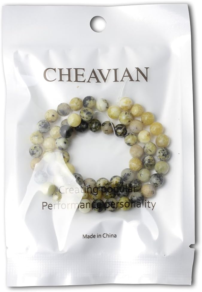 cheavian 60pcs 6mm natural yellow turquoise gemstone round loose beads stone beads for jewelry making diy materials 1 strand 15"