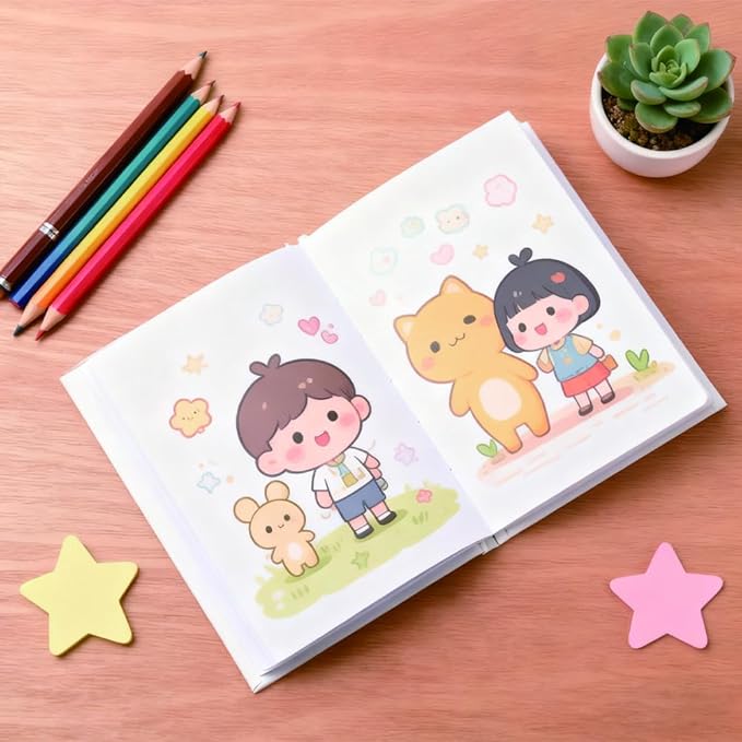 2PCS 6x8 Inch White Blank Books for Kids 160GSM Blank Hardcover Book to Write Stories Hardcover Sketchbooks for Students DIY Make Your Own Book Blank inside 48 Pages