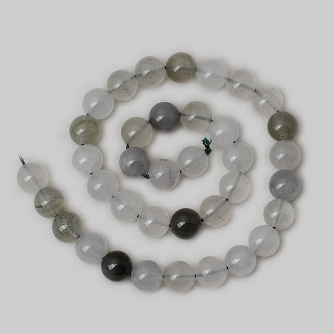 cheavian 35pcs 10mm natural light green ice quartzite crystal round loose beads for jewelry making 1 strand 15"