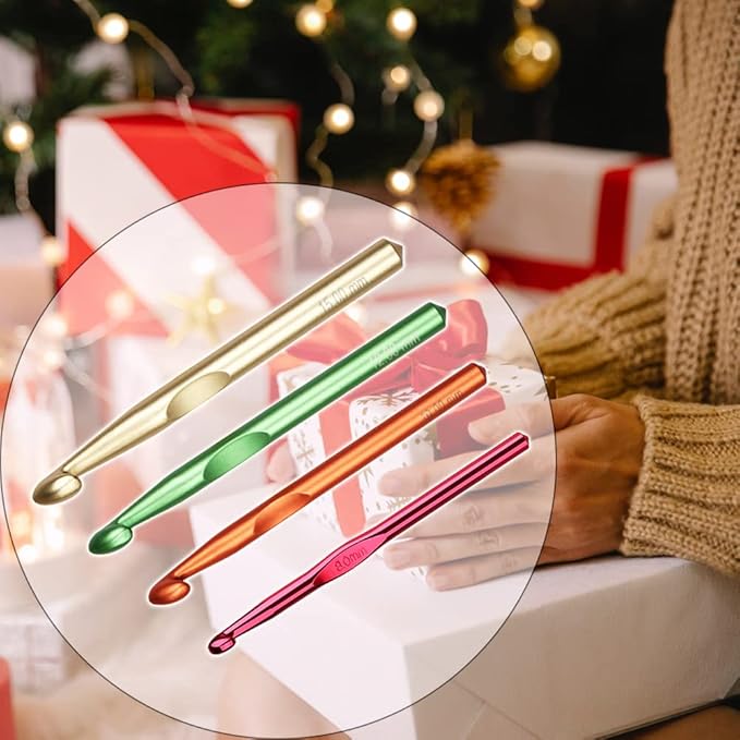 Large Sizes Crochet Hooks 4 pcs Long Crochet Needles Set QLRFFLJOY 8mm 10mm 12mm 15mm Aluminum Alloy Crochet Hook DIY Yarn Weaving Tools for Knitting Blanket, Shawl and Carpet