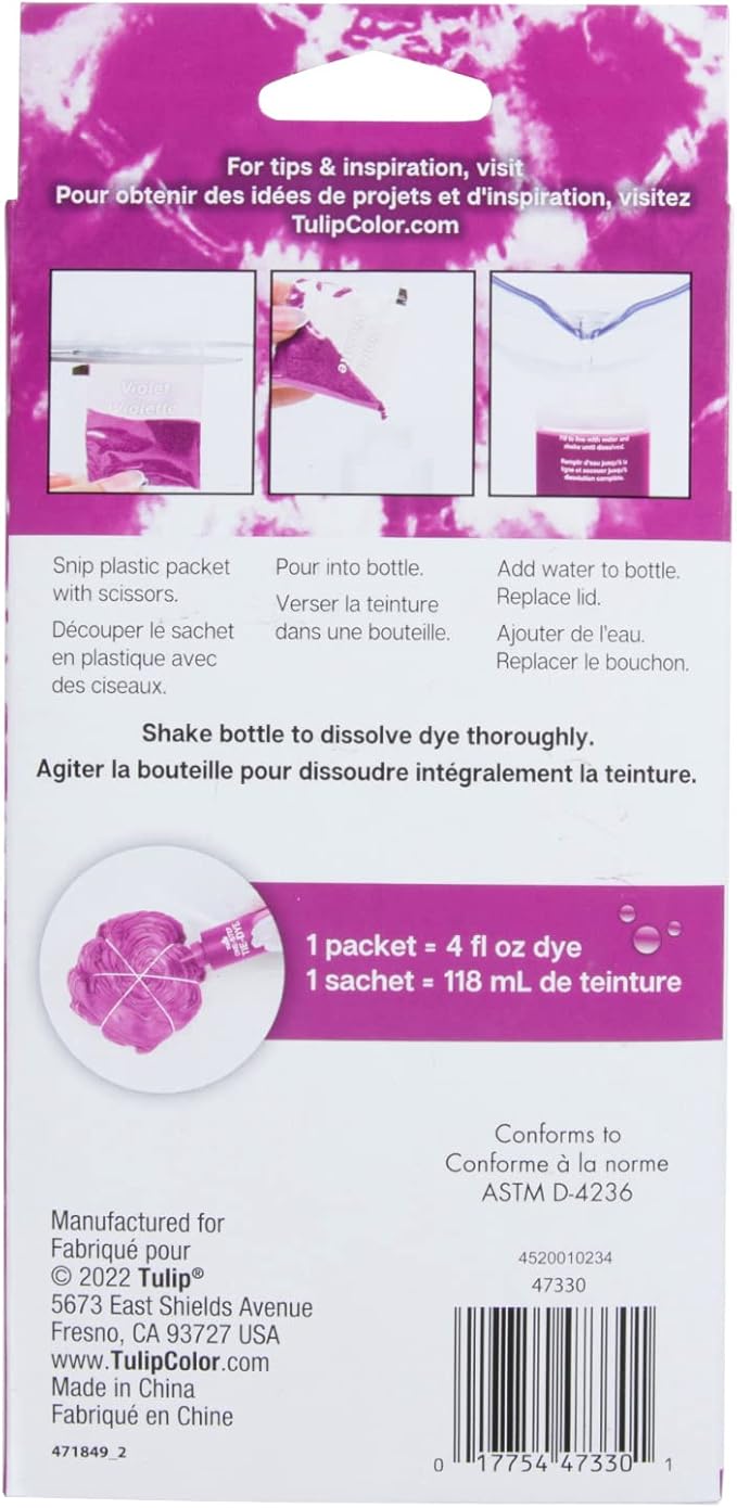 Tulip One-Step Tie-Dye Kit , 3 Fabric Dye Refill Packs, Packs, Violet