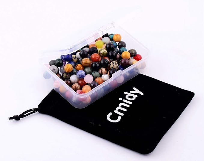 Natural Stone Beads 100pcs Round Genuine Real Stone Beading Loose Gemstones Hole Size 1mm DIY Smooth Bead for Bracelet Necklace Earrings Jewelry Making(Natural Stone Beads Multicolor, 8mm)