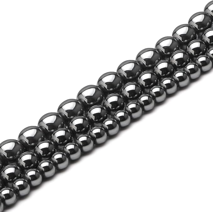youngbling natural gemstone beads for jewelry making,6mm hematite polished round smooth stone beads,genuine real stone for bracelet necklace 15 inch(hematite,6mm)