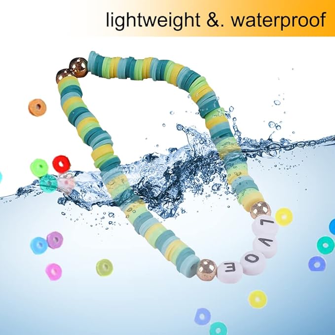 MIIIM 3600 PCS 10 Strands Polymer Clay Beads for Jewelry Making, Vinyl Heishi Beads 6mm for Surfer Bracelets Necklace Making (Neutral)