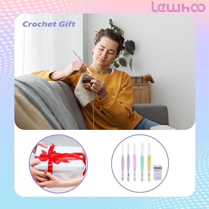 Lewhoo Large Sizes Crochet Hook Ergonomic Crochet Hooks Set,Big Crochet Hooks 8mm 10m 12mm 15mm 20mm