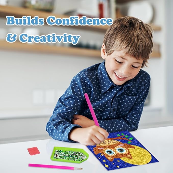 Labeol Diamond Art Kits for Kids Crafts for Girls Ages 6-8-10-12 Easy to DIY Creative Diamond Art Sticker Craft by Numbers Kits for Kids and Adult Beginners (4 Pack Adorable)