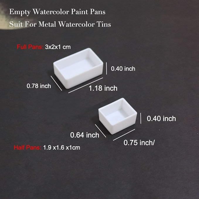 FCLUB Empty Watercolor Pans – 20 Full Pans (3ml) & 20 Half Pans (2ml), Refillable Plastic Watercolor Paint Pans for DIY Paints, Solid Watercolors, Fits Metal Watercolor Tins & Travel Palettes