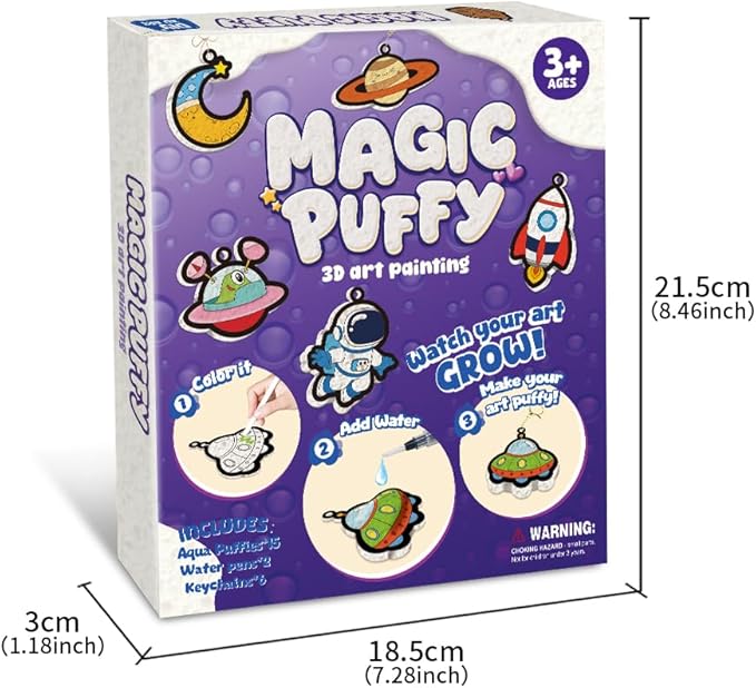 MZYTOZA Magic Foam Texture Painting Kit - 3D Art Craft Aqua Magic Puffs Paint Kit, 15 Mess-Free Paint by Number Craft for Kids (Space and Planets)