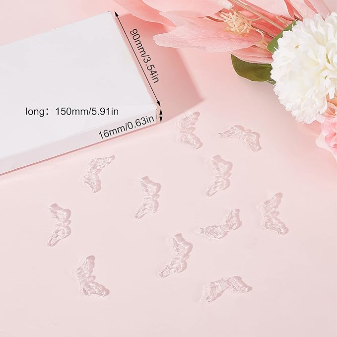 SUNNYCLUE 1 Box 200Pcs Wings Beads Angel Wing Beads Transparent Clear Acrylic Charms Christmas Guardian Angel Fairy Loose Spacers for Jewelry Making Kit Earrings Necklace Supplies Adult Women