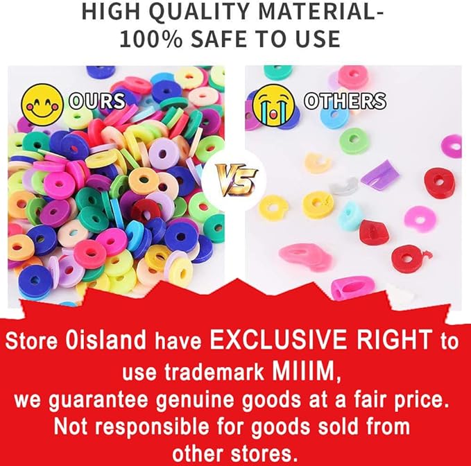 MIIIM 3600 PCS 10 Strands Polymer Clay Beads for Jewelry Making, Vinyl Heishi Beads 6mm for Surfer Bracelets Necklace Making (Memory)