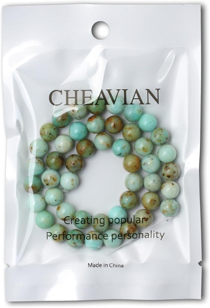 cheavian 45pcs 8mm natural mongolian turquoise stone round loose beads for jewelry making 1 strand 15"