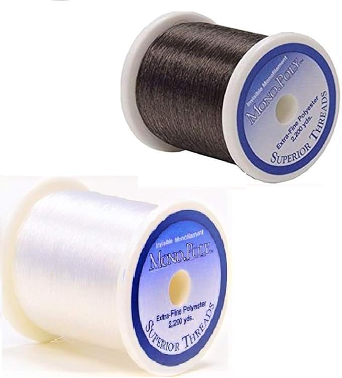 Bundle of Superior Monopoly Transparent/Invisible Thread Spool of Each Clear and Smoke 2200 yds Each Color