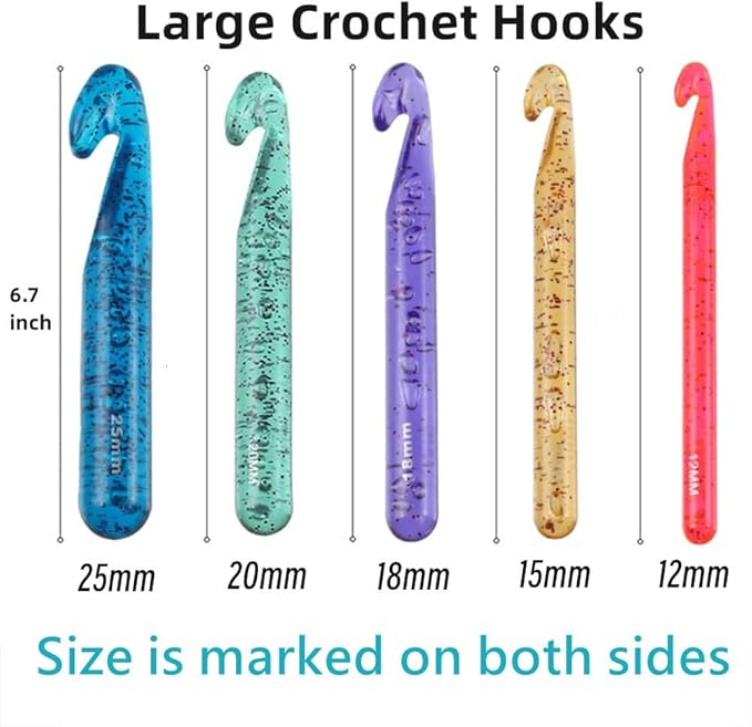Large Crochet Hooks,25mm 20mm 18mm 15mm 12mm Crochet Hooks for Chunky Yarn,Huge 12 mm-25 mm Crochet Hook