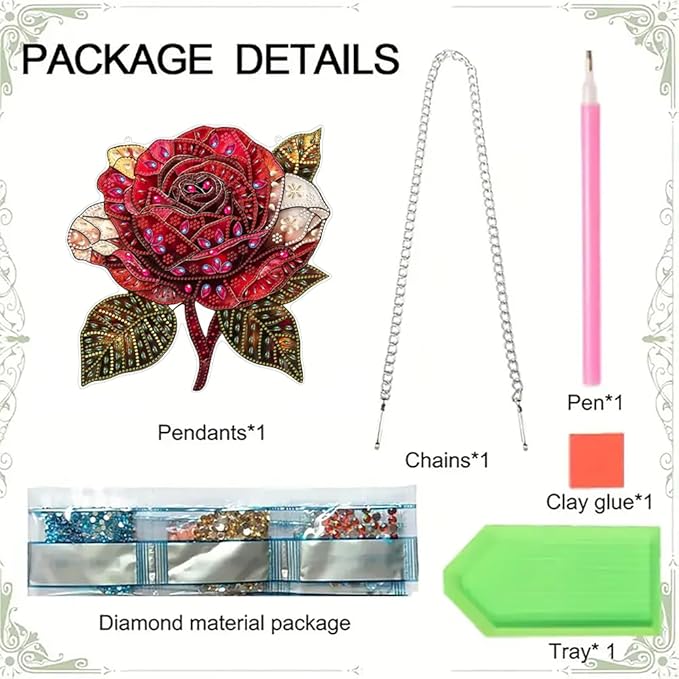 hyzsj DIY Hanging Diamond Art Pendant Painting Kit Rose, Special Crystal Gem Craft Painting Kit Ornament 9.4x9.4inch