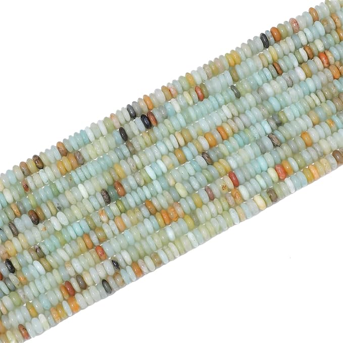 beadia natural amazonite disk stone beads 4x2mm 160pcs rondelle loose semi gemstone beads for jewelry making design