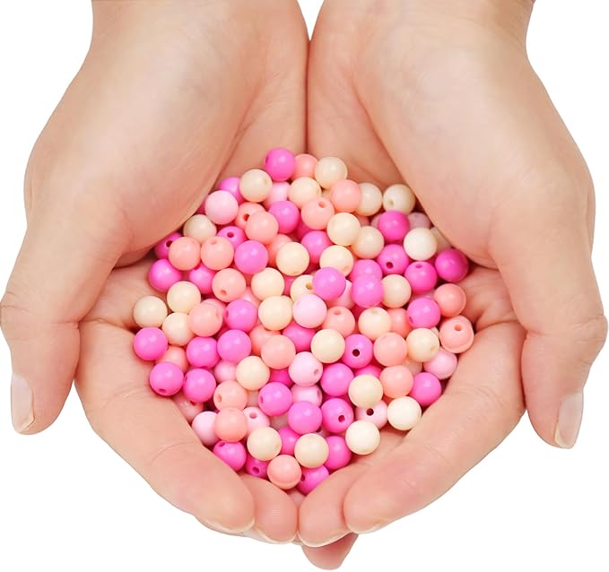 1000pcs 6mm mixed color acrylic round beads, assorted plastic gumball bubble gum beads with hole pastel loose beads bulk for jewelry diy making crafting supplies (pink series)