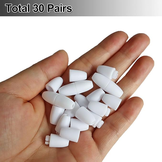 Ewparts Breakaway Clasp with Lanyard String 30 Pairs Safety Break Away Clasps Bead Barrel Connectors with 50m White Nylon String 2mm Nylon Cord for Bracelets,Necklace,Jewellry Making Craft String Kit