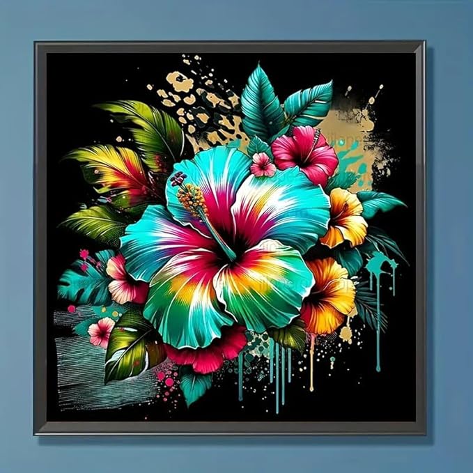 CXYQLC DIY 5D Diamond Painting Kits for Adults Diamond Art Hibiscus Flower Diamond Painting Full Drill Crystal Rhinestone Embroidery Craft Kits for Home Wall Decor Gifts 11.8x11.8inch