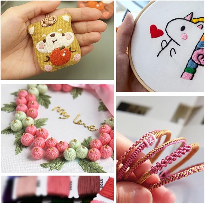 Embroidery Floss Thread Kit 100% Cotton Floss Bobbins and Cross Stitch Kit Bracelets Floss Crafts Floss (50 Color)