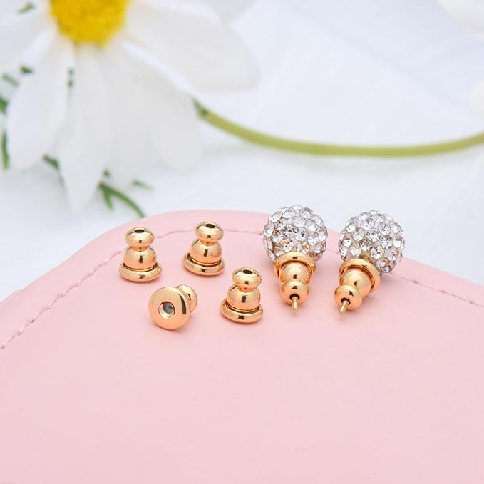 earring backs replacements,bullet earring backs for studs/droopy ears, secure locking backings for sensitive ears, hypoallergenic&comfortable (gold 6 pcs)