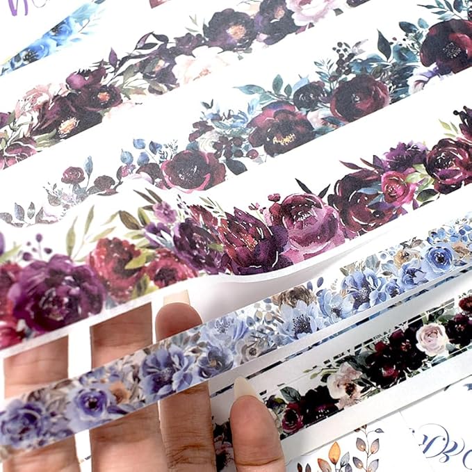 Vintage Watercolor Flower Stickers, Precut Journal Sticker Book for Junk Journaling, Assorted Materials PET Washi Paper Stickers for Scrapbooking Supplies, Planners, Collage, 20 Sheets, A5