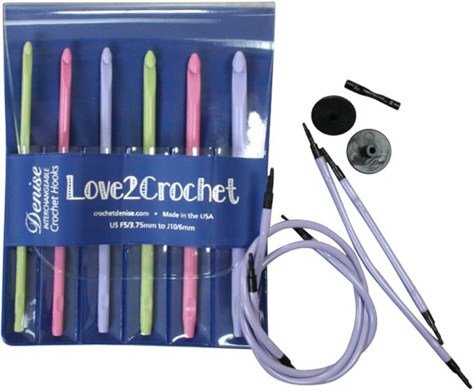 Love2Crochet Interchangeable Crochet Hook Set, USF 5/3.75mm-J10/6mm (Pastel)