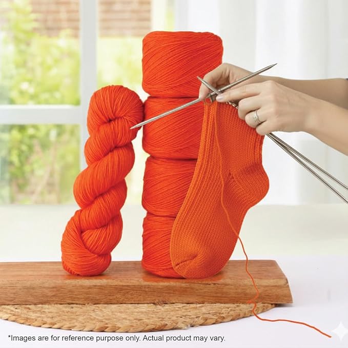 KnitPro Symfonie Fingering Weight Hand Dyed Semi-Solid Yarn Skein | Extra Fine Merino Wool & Polyamide Blend for Knitting & Crocheting, Oeko-TEX Certified 400m, 100g | Terra Tangerine