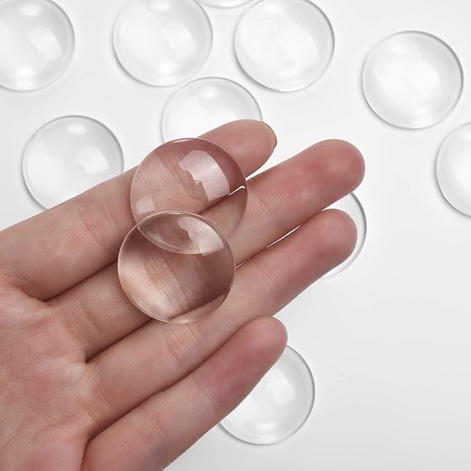OBSEDE 80 Pcs Pendant Tray Kit, 25mm Glass Cabochons for DIY Jewelry Crafting