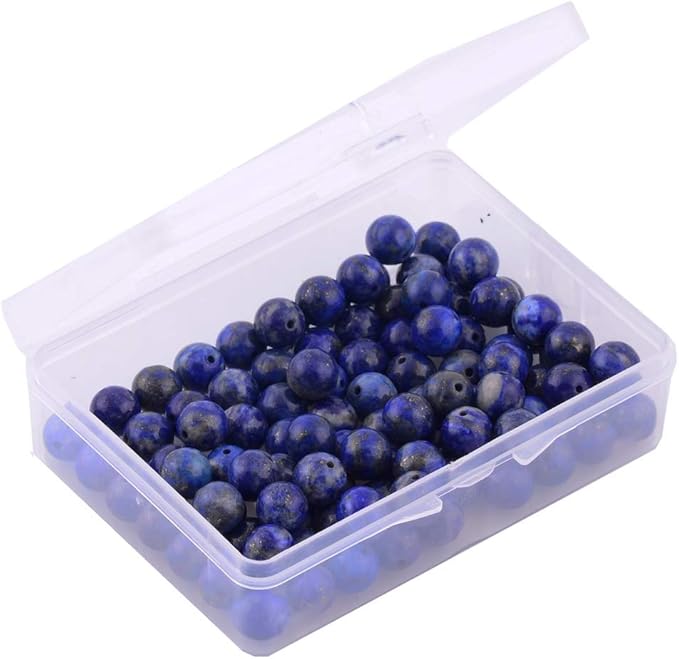 Natural Stone Beads 100pcs 10mm Lapis Lazuli Round Genuine Stone Beading Loose Gemstone Hole 1mm DIY Charm Smooth Beads for Bracelet Necklace Earrings Jewelry Making (Lapis Lazuli Blue, 10mm)