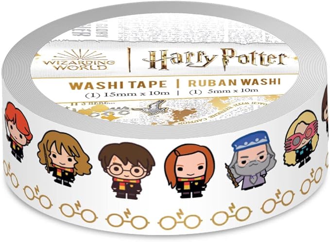 Paper House Productions Harry Potter Set of 2 Foil Accent Washi Tape Rolls for Scrapbooking and Crafts - Chibi Characters