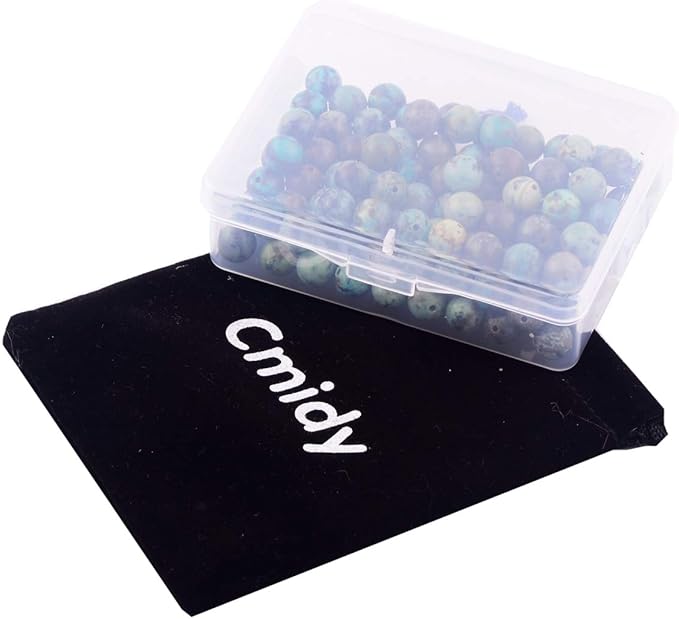 Natural Stone Beads 100pcs Round Genuine Real Stone Beading Loose Gemstones Hole Size 1mm DIY Smooth Bead for Bracelet Necklace Earrings Jewelry Making (African Turquoise Green, 10mm)