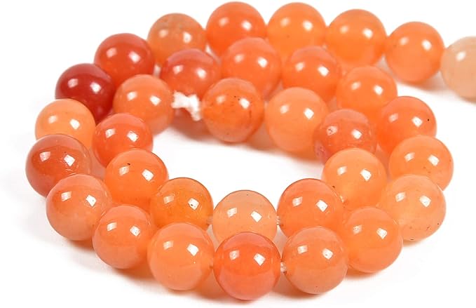 60pcs 6mm Natural Orange Aventurine Gemstone Round Spacer Loose Stone Beads for Jewelry Making 15.5" 1 Strand (Orange Aventurine, 6mm 60 Beads)